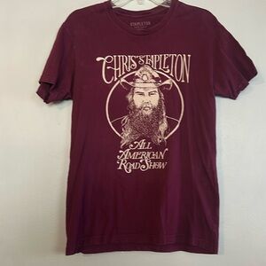 Chris Stapleton unisex maroon 2018 All American Road Show concert tour tshirt